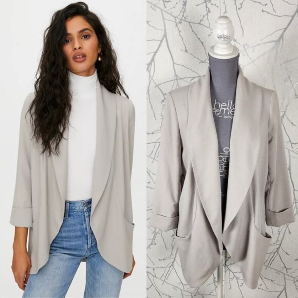 Wilfred Warm Gray Crepe Drape Open Front Chevalie… - image 1